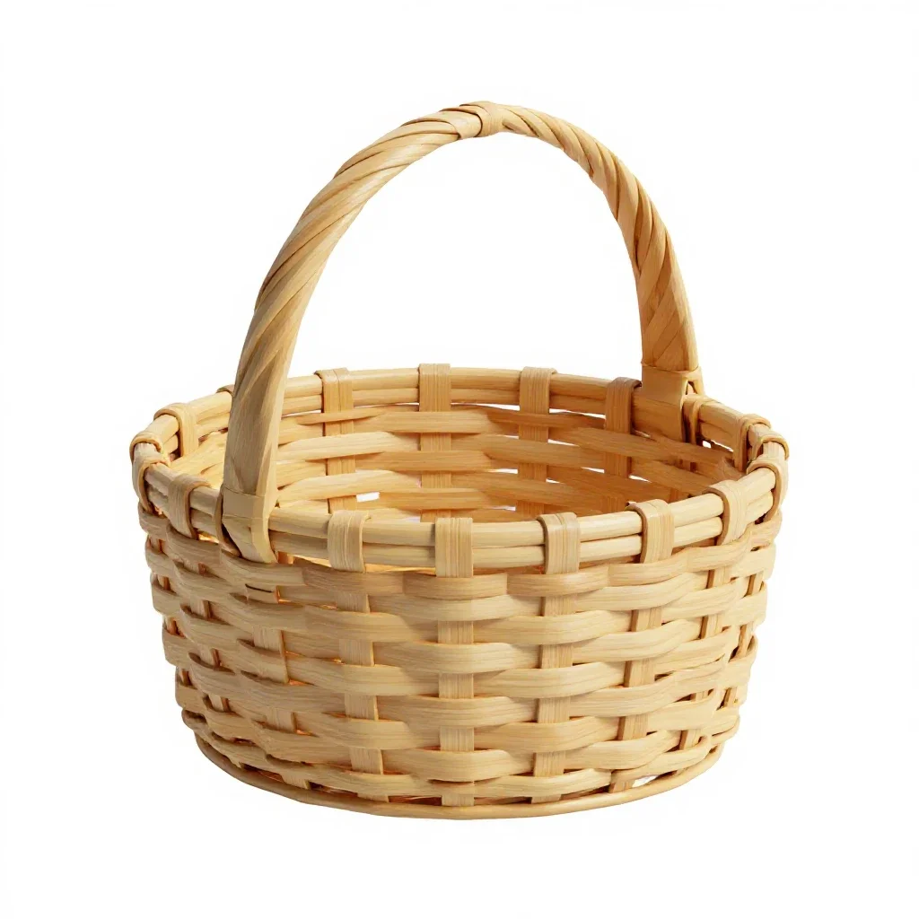 Woven market basket isolated on a white background