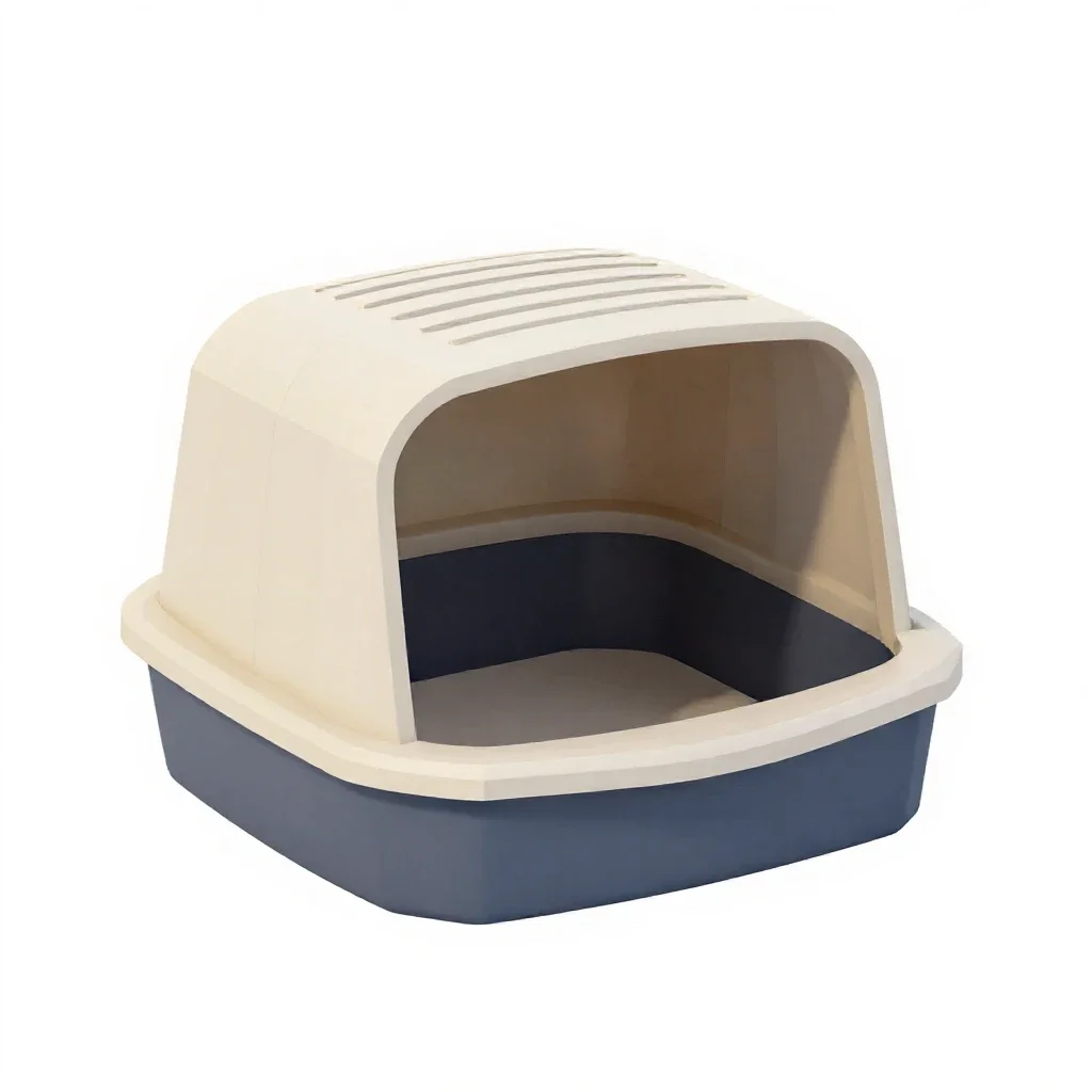 Litter box with a hood isolated on a white background