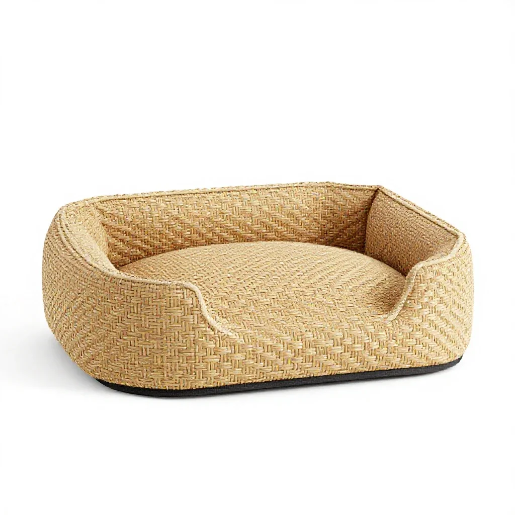 Woven dog bed isolated on a white background