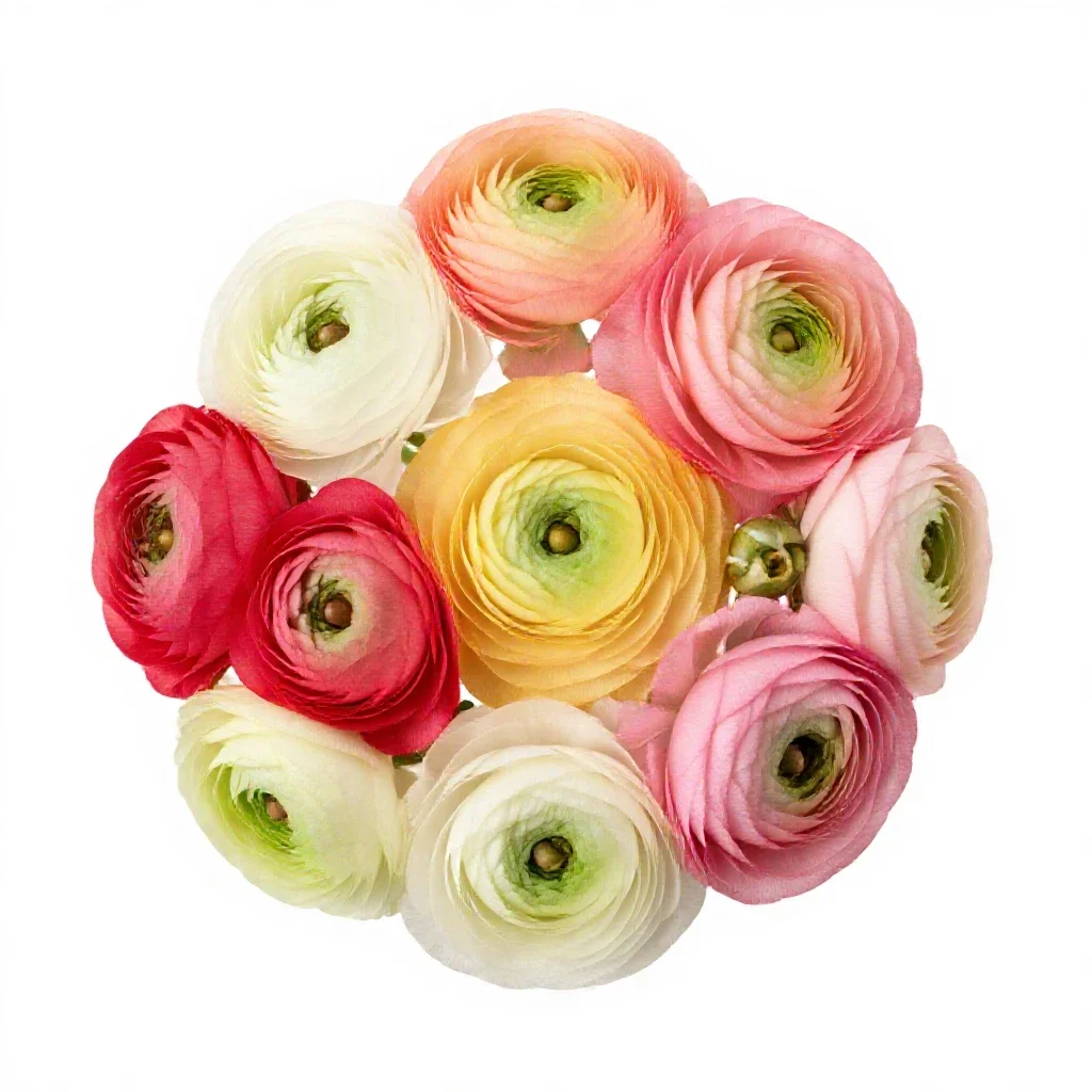 Bunch of ranunculus isolated on a white background
