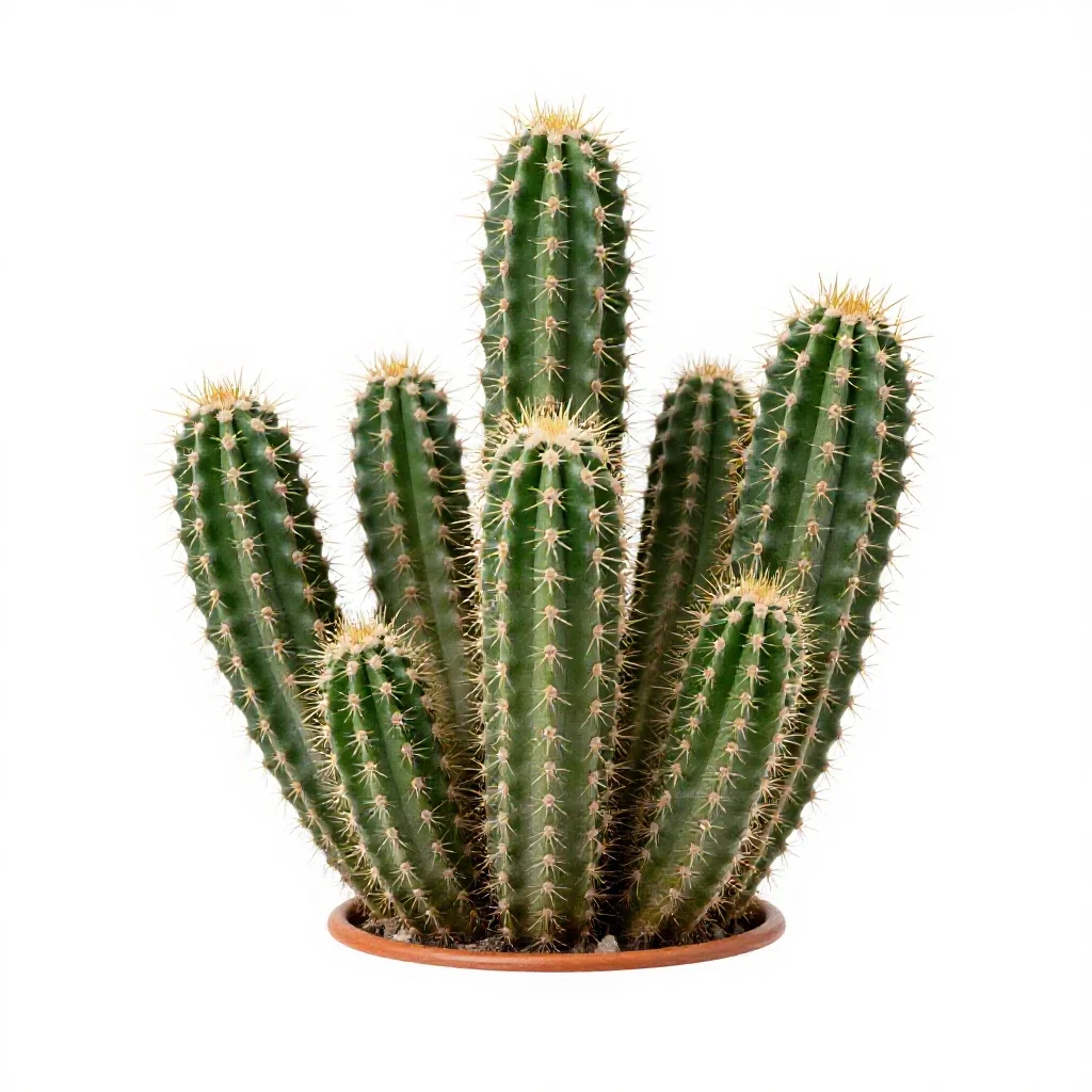 Cactus cluster in terracotta isolated on a white background
