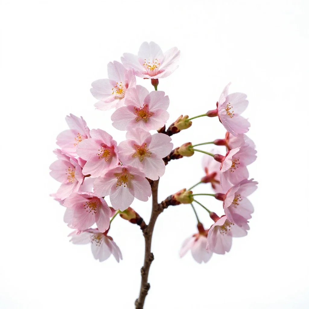 Cherry blossom branch isolated on a white background