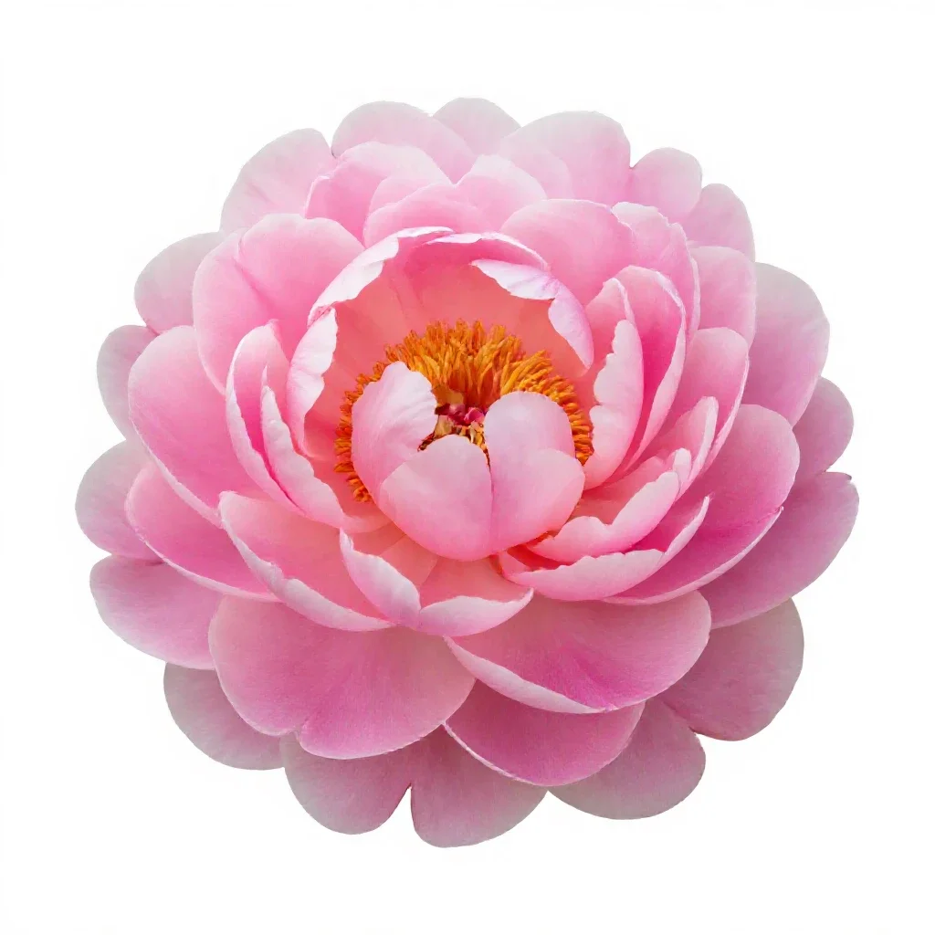 Peony in full bloom isolated on a white background