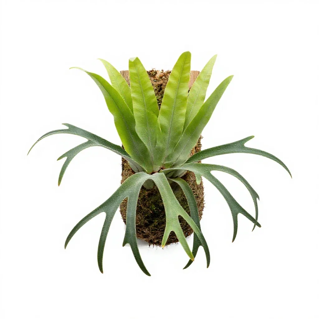 Staghorn fern mounted isolated on a white background
