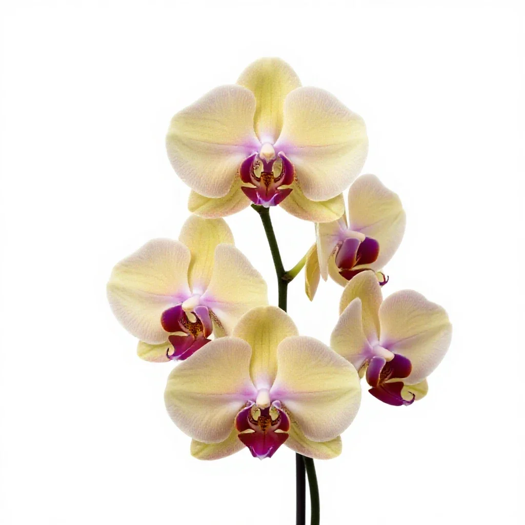 Orchid with arching stems isolated on a white background