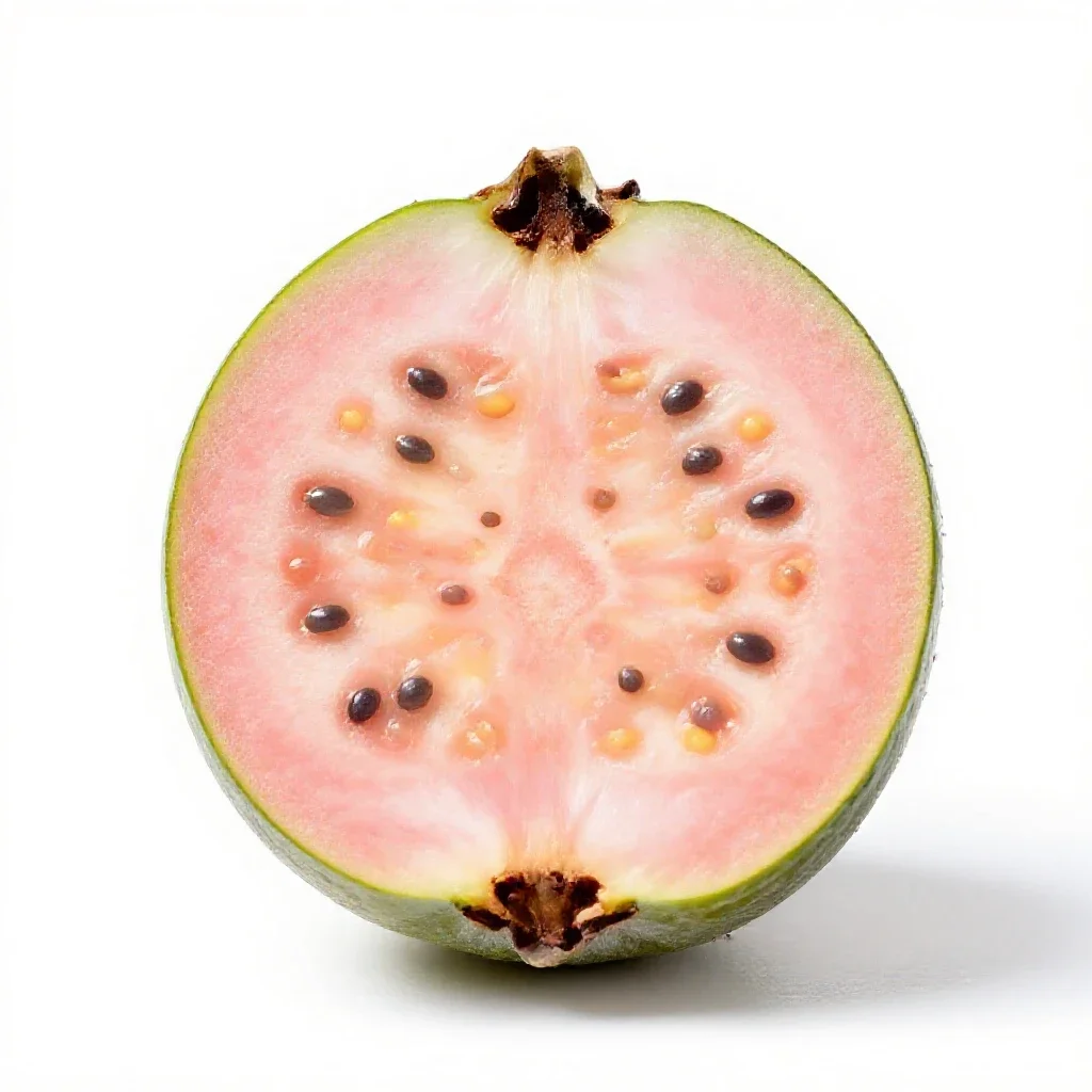 Feijoa cut in two isolated on a white background