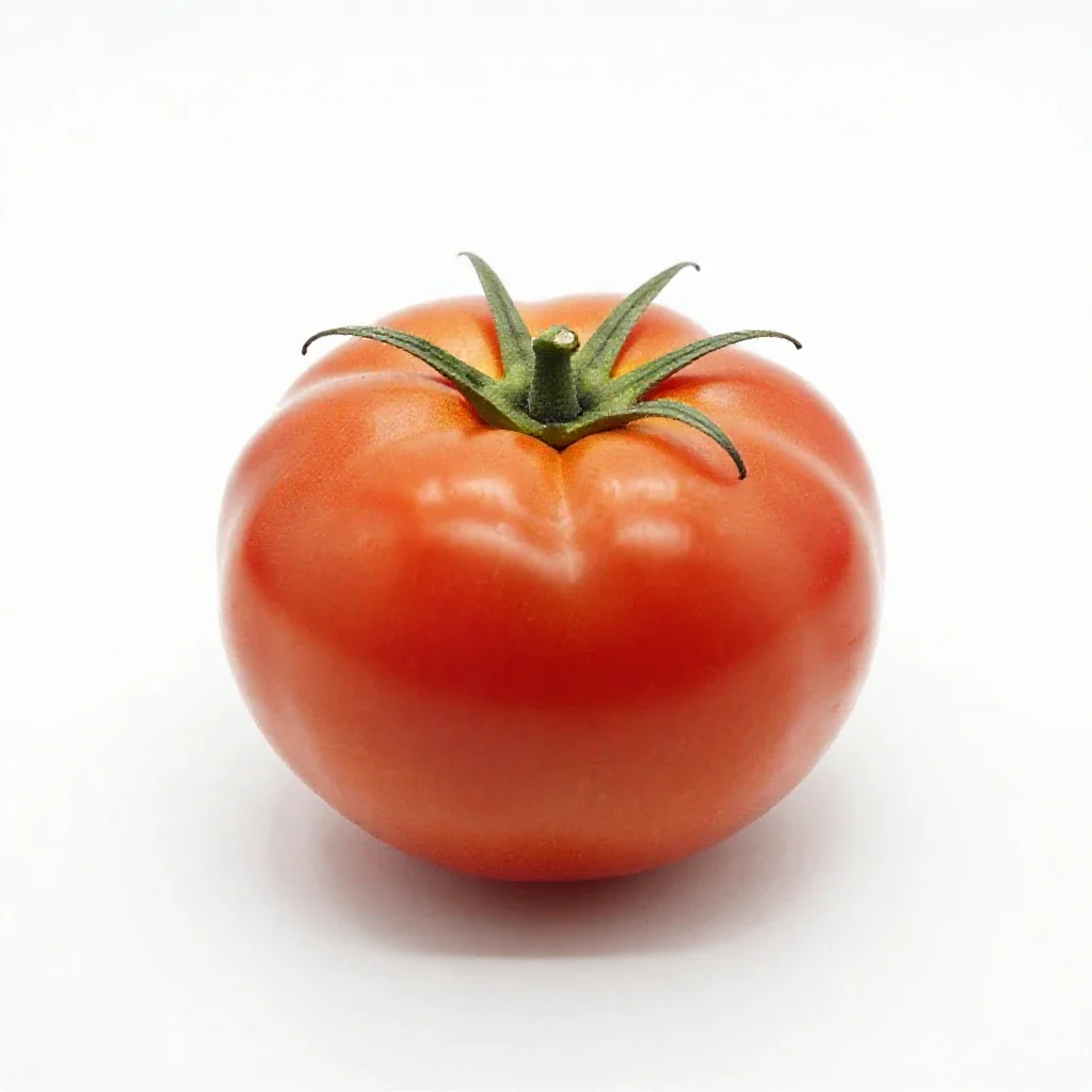 Heirloom tomato on the vine isolated on a white background