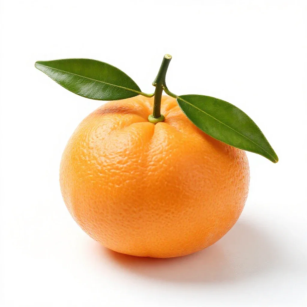 Mandarin with leaves isolated on a white background