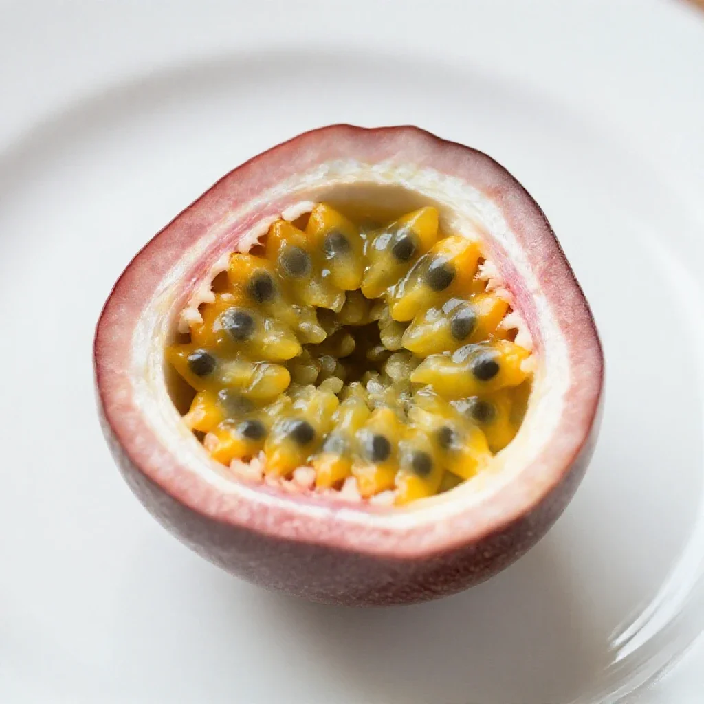 Passionfruit halved isolated on a white background