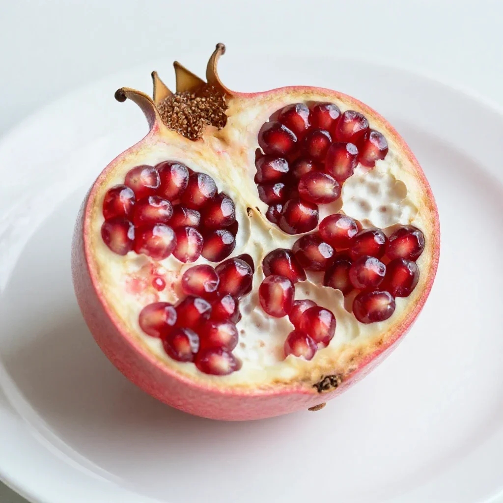 Pomegranate broken open isolated on a white background