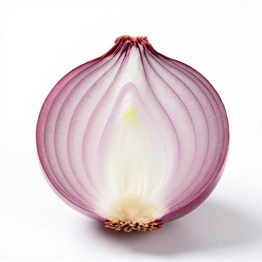 Red onion halved isolated on a white background