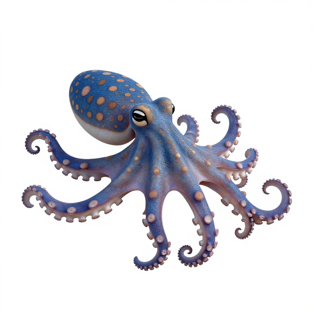 Blue-ringed octopus isolated on a white background