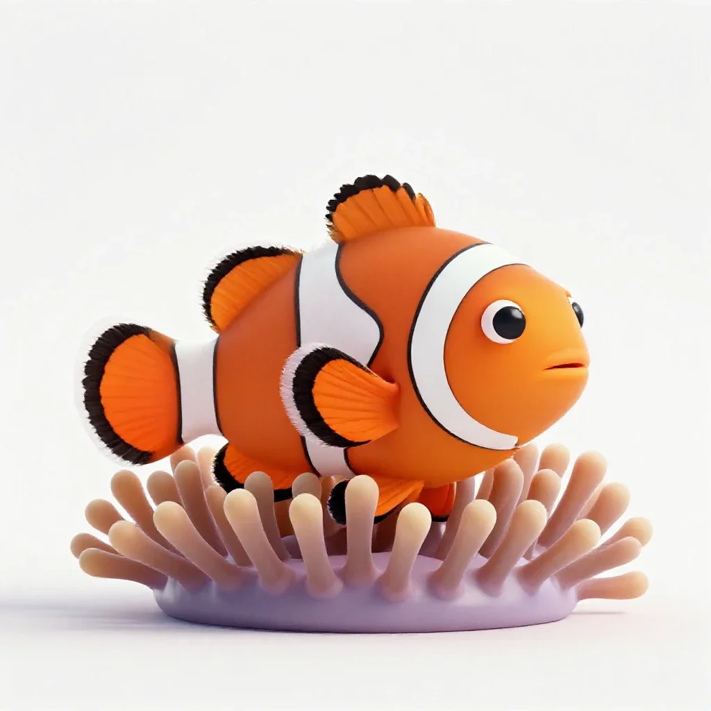 Clownfish in an anemone isolated on a white background