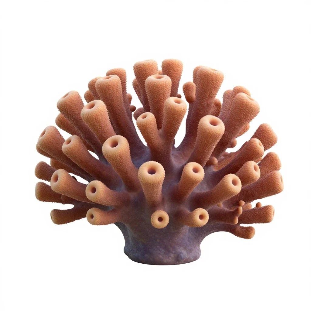 Coral polyp colony isolated on a white background