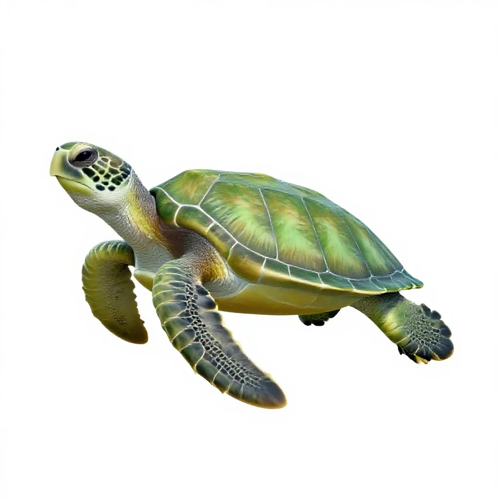 Green sea turtle isolated on a white background