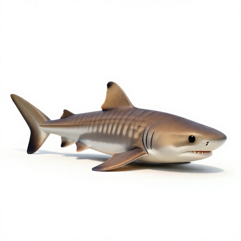 Leopard shark on sand isolated on a white background