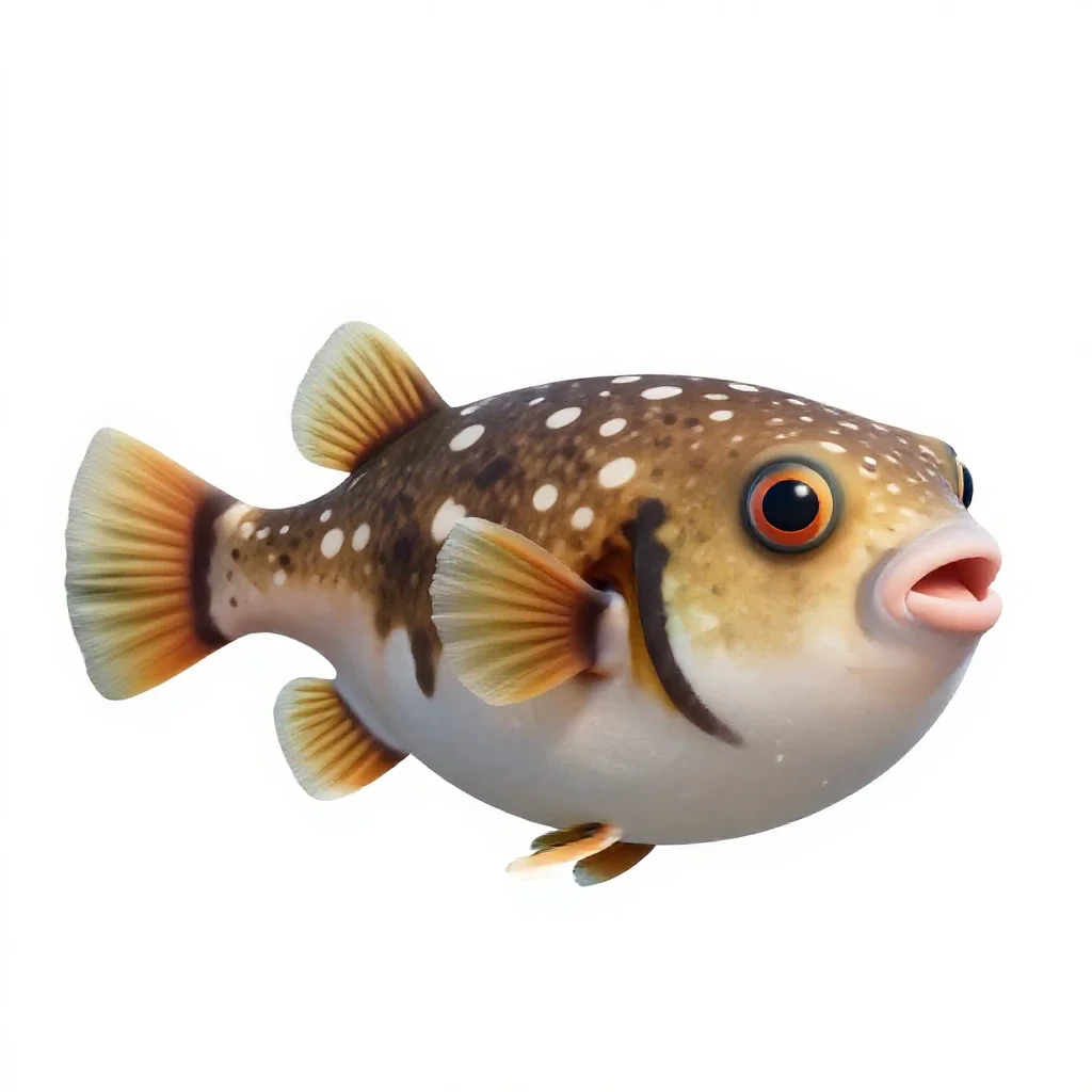 Pufferfish inflated isolated on a white background