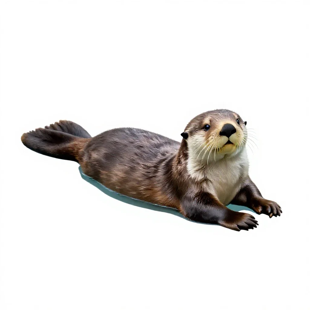 Sea otter floating isolated on a white background