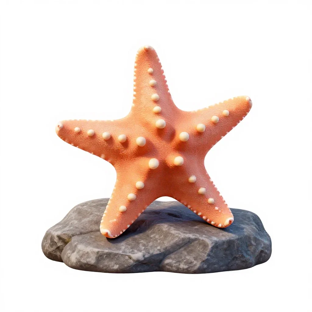 Starfish on rock isolated on a white background