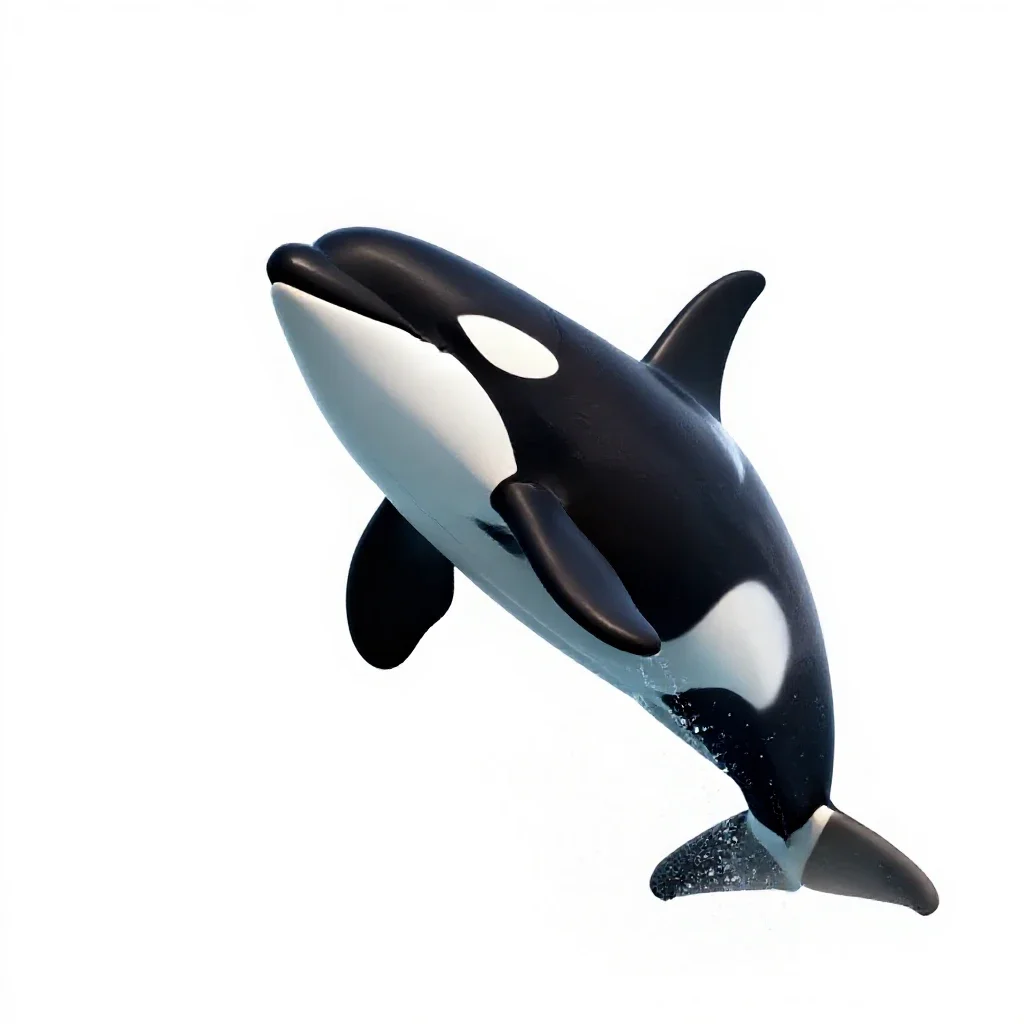 Orca breaching isolated on a white background