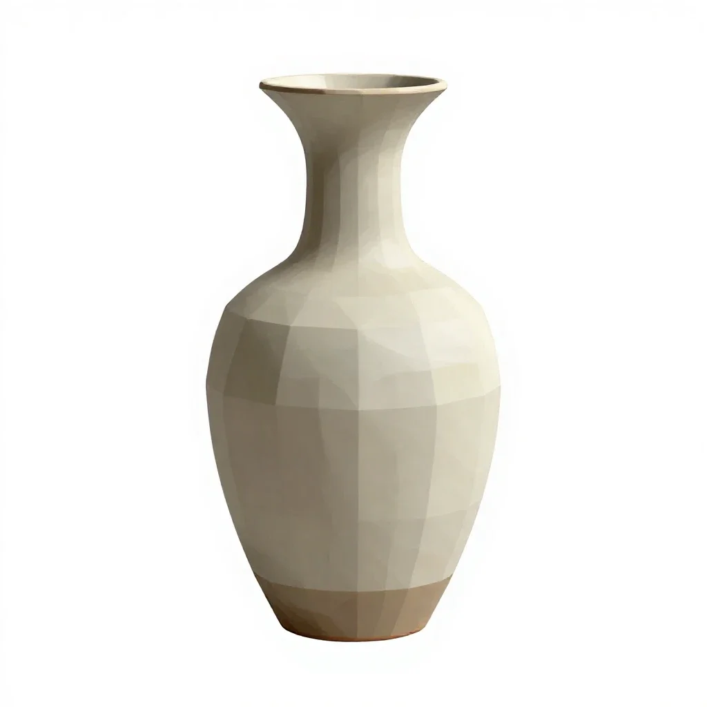 Ceramic vase with a narrow neck isolated on a white background