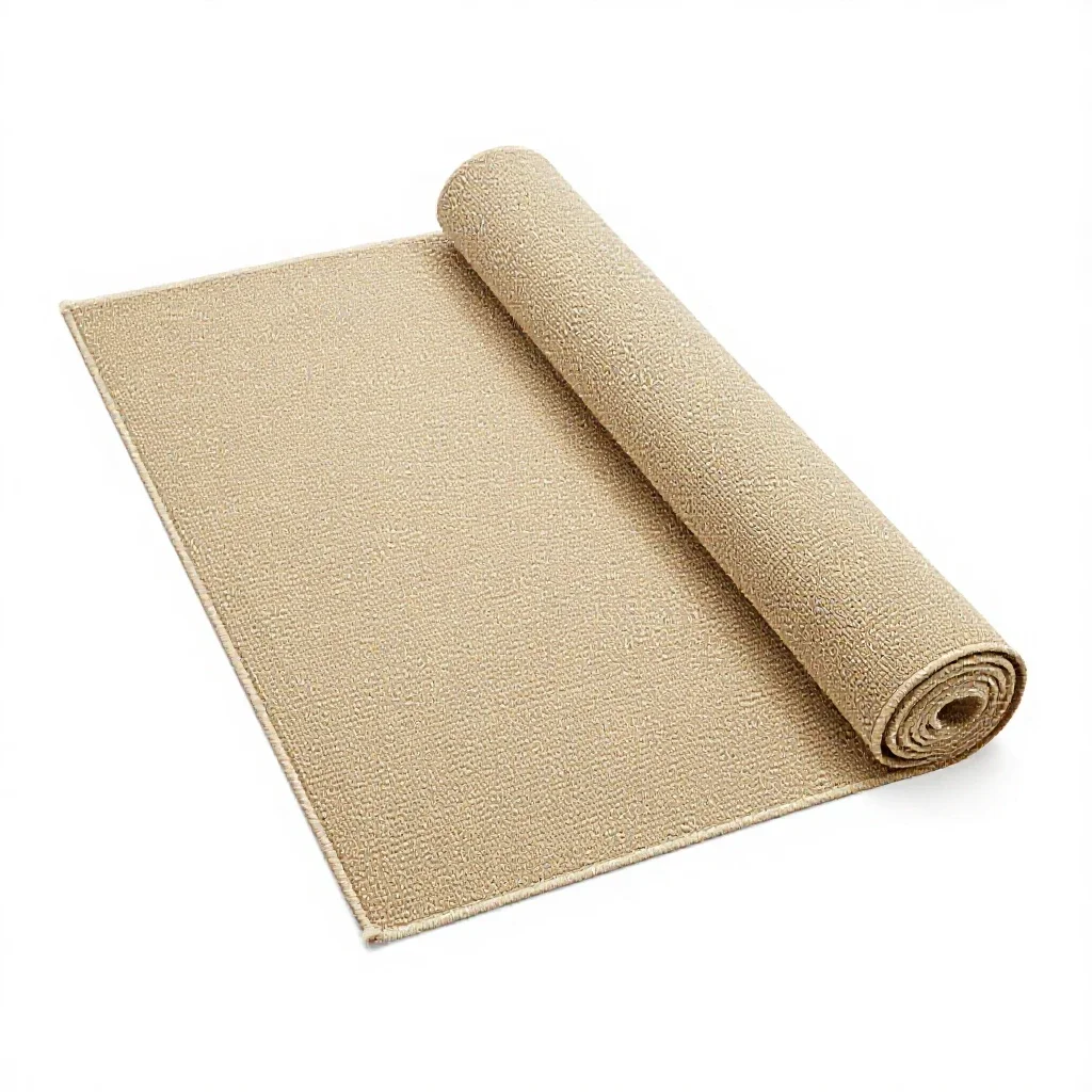 Hand-knotted wool rug rolled up isolated on a white background