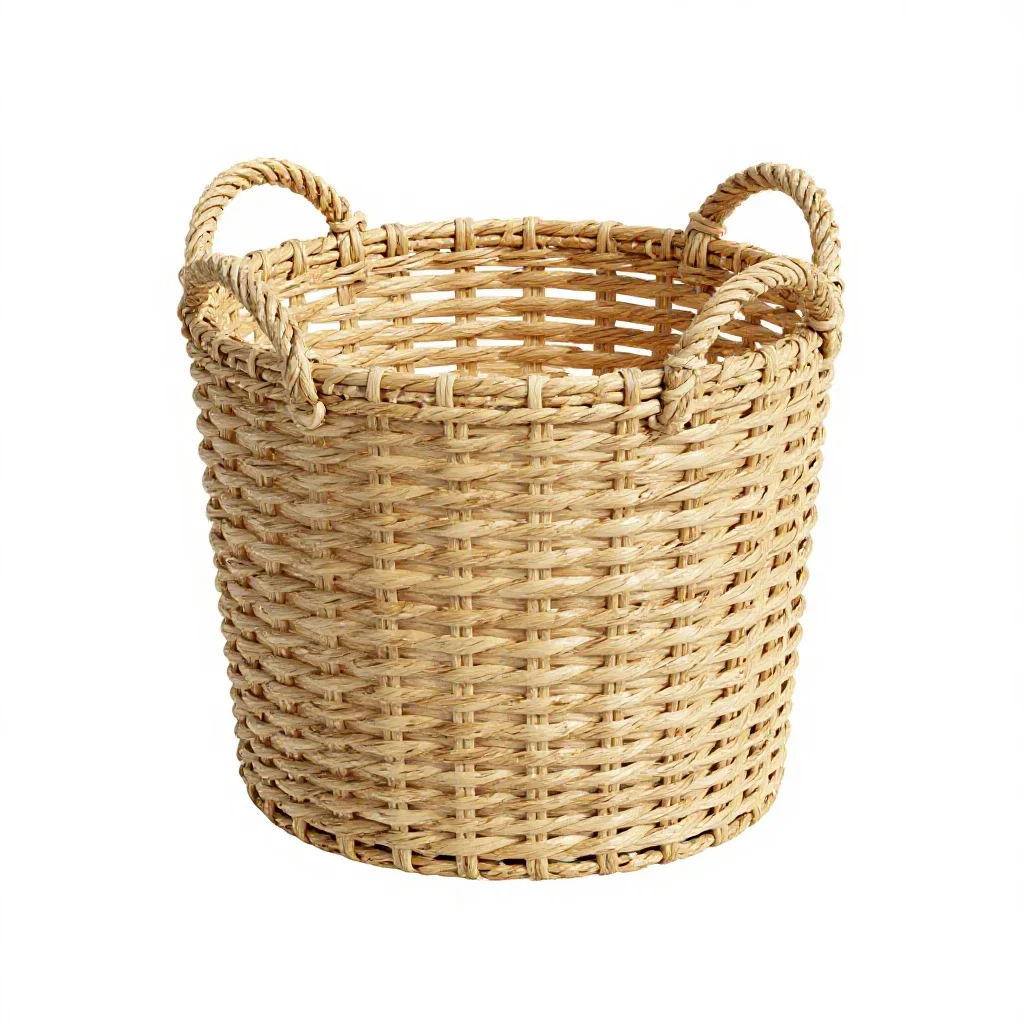 Laundry basket in seagrass isolated on a white background