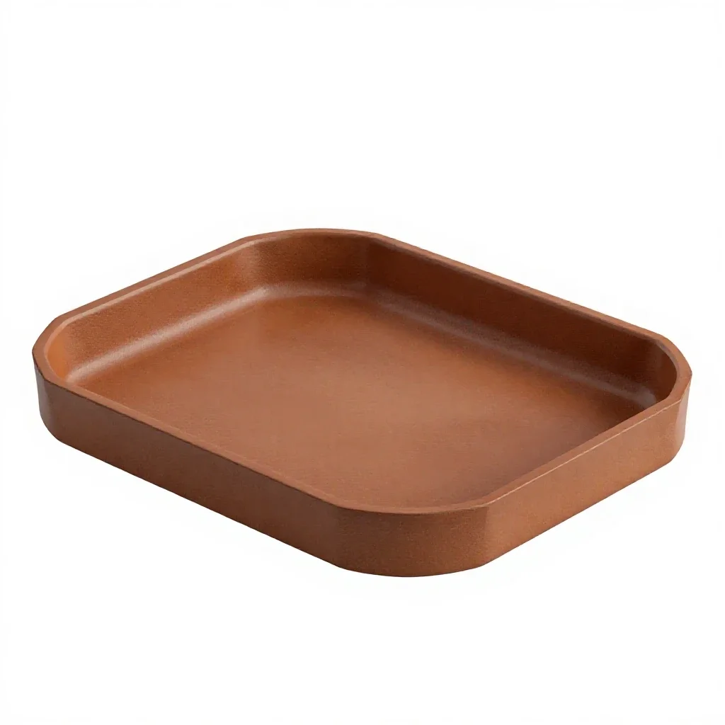 Leather valet tray isolated on a white background