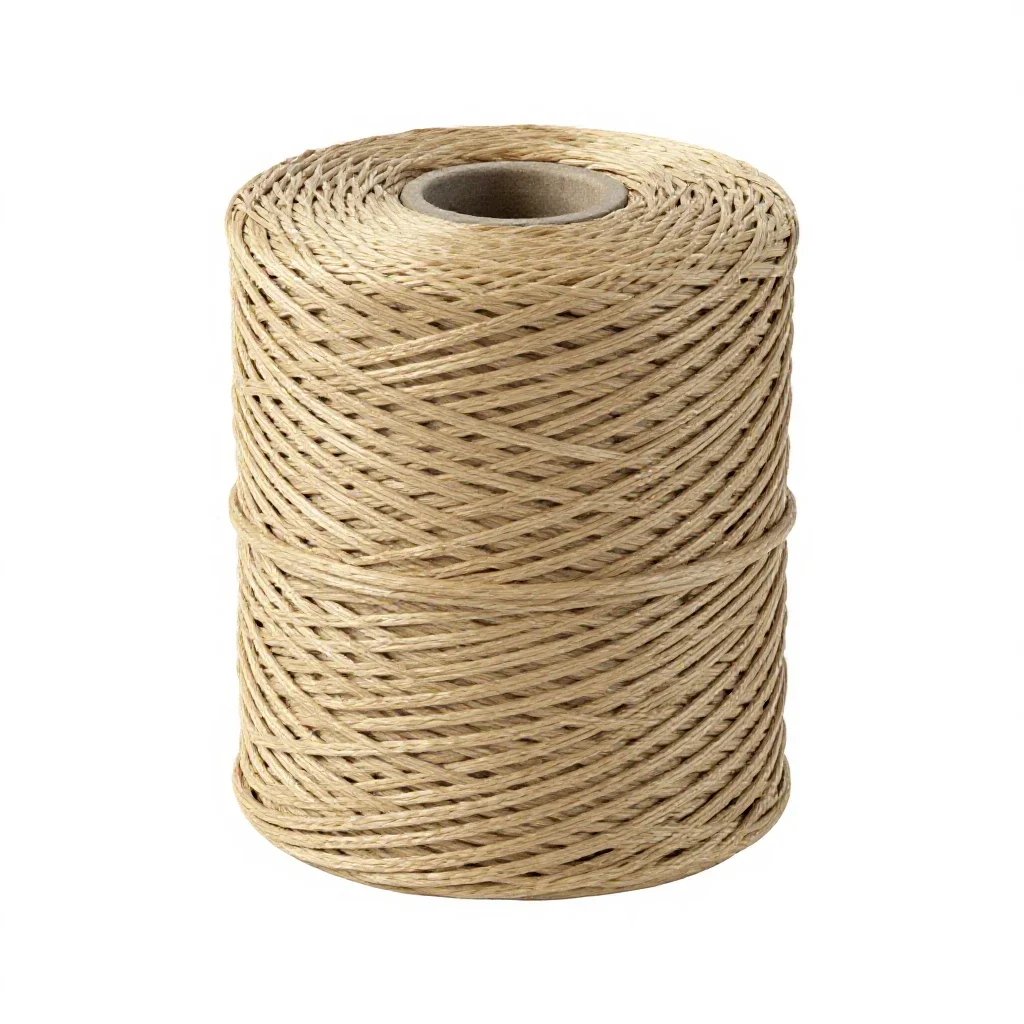 Spool of natural twine isolated on a white background