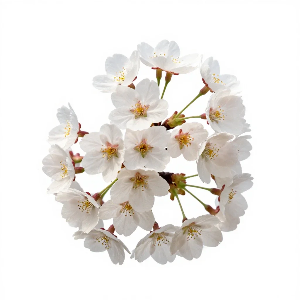 Cherry tree in blossom isolated on a white background