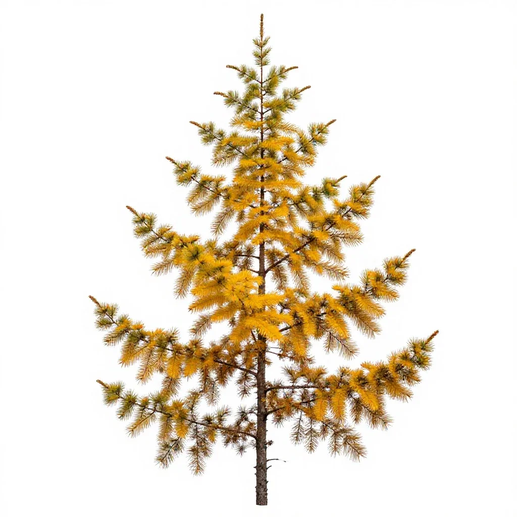 Larch in autumn isolated on a white background