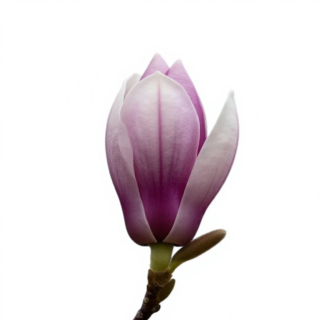 Magnolia tree in bud isolated on a white background