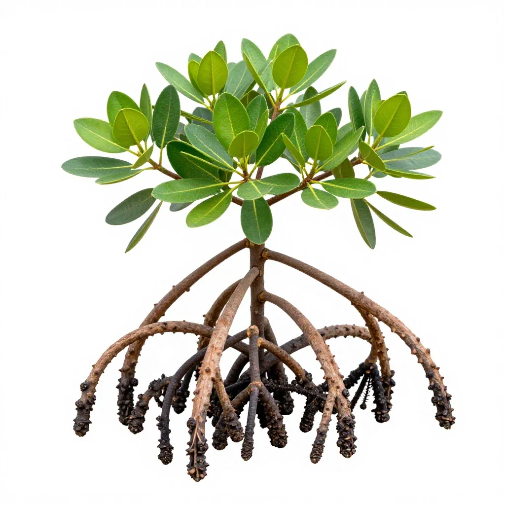 Mangrove with stilt roots isolated on a white background