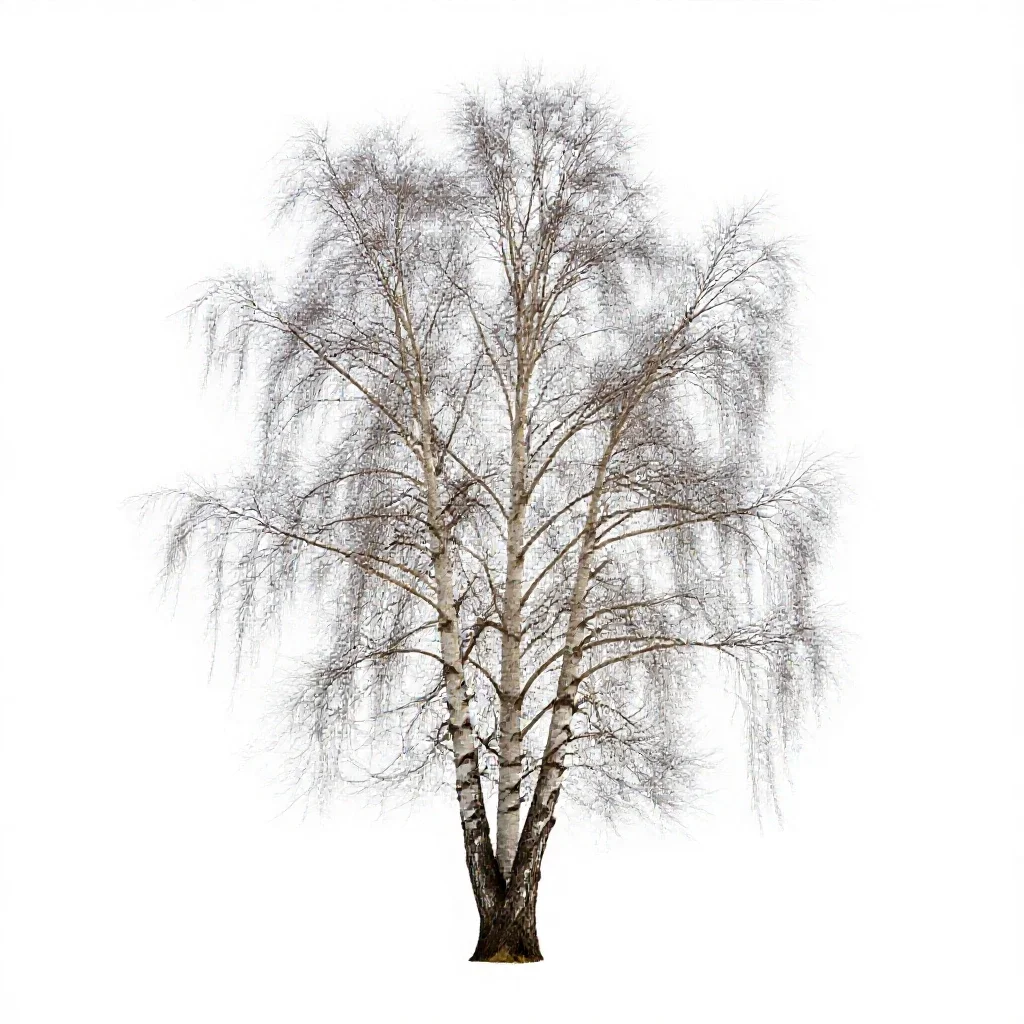 Silver birch stand isolated on a white background