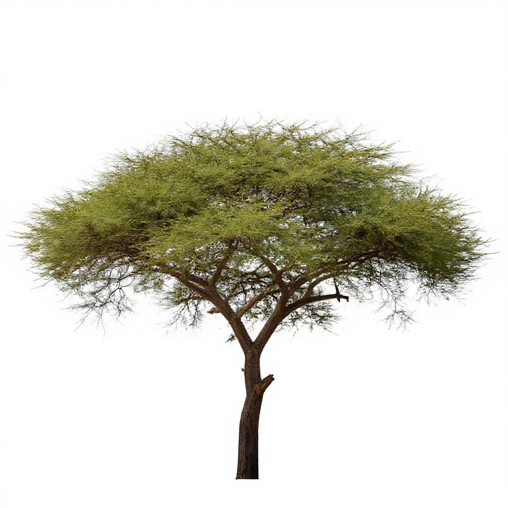 Acacia on savannah isolated on a white background