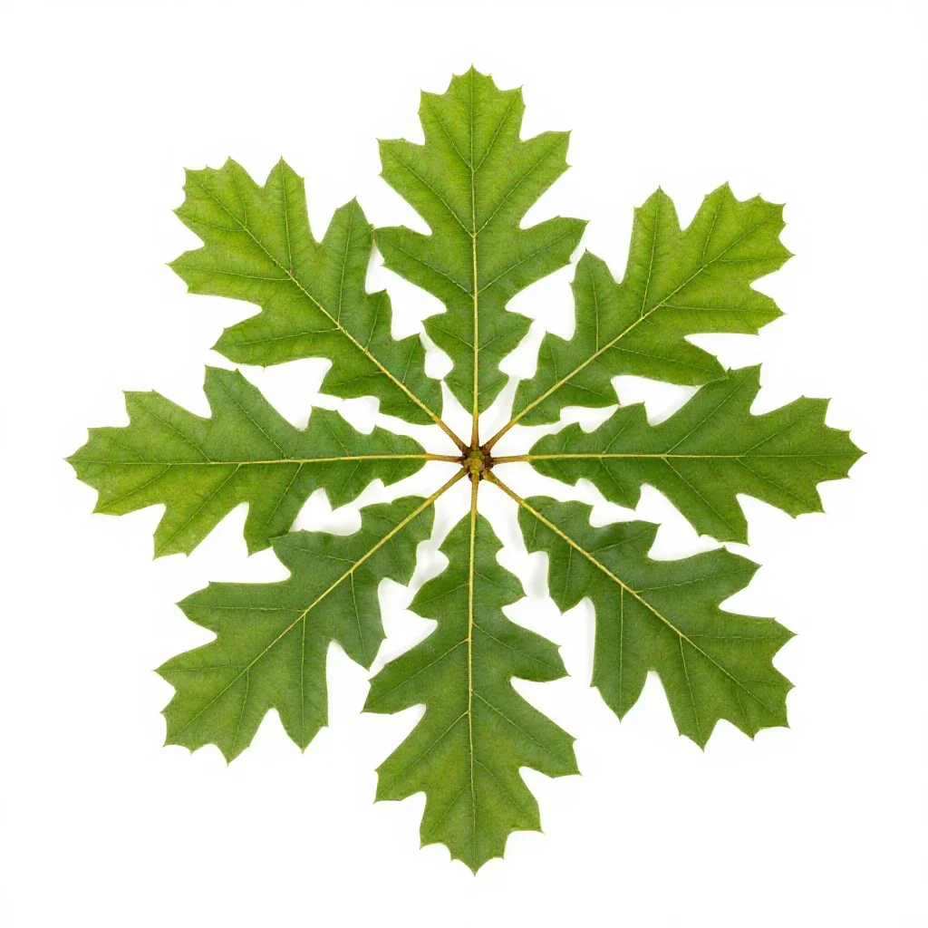 English oak in full leaf isolated on a white background