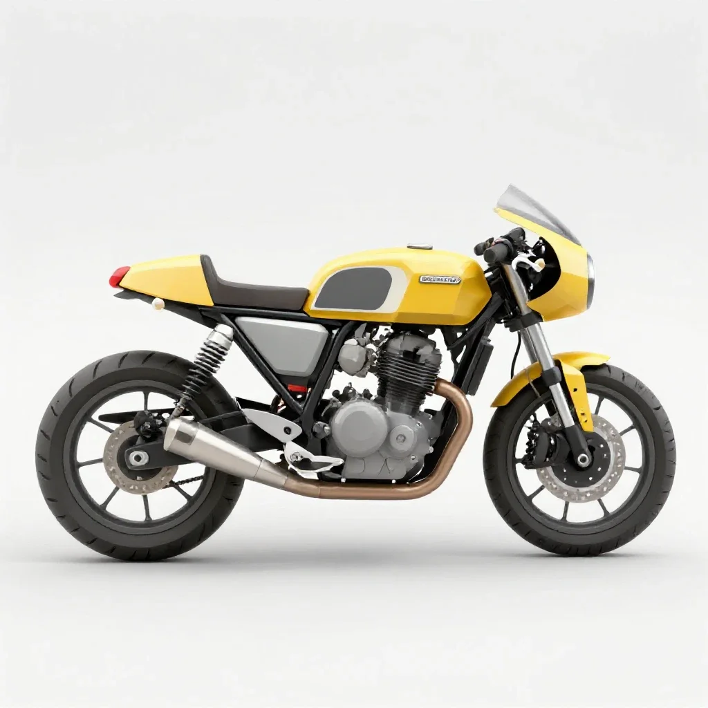 Cafe racer motorcycle isolated on a white background