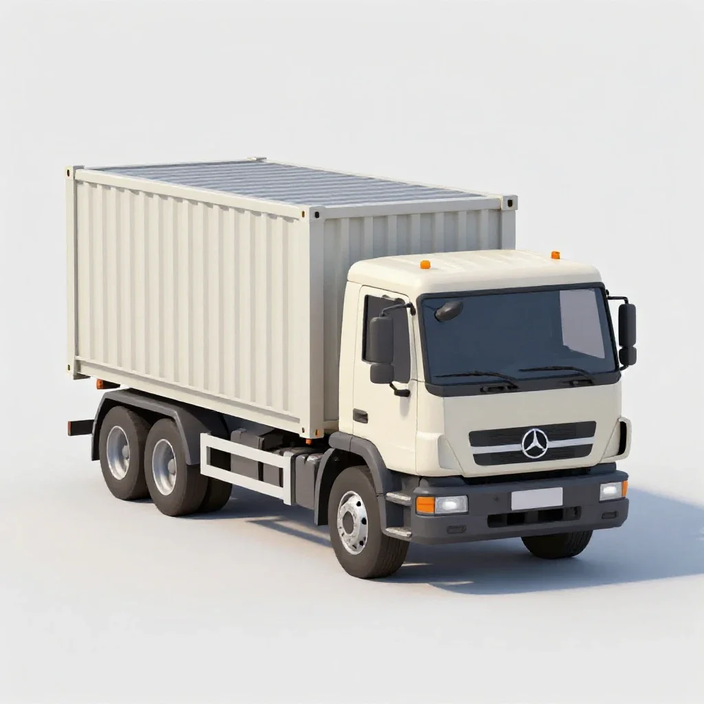 Cargo container truck isolated on a white background
