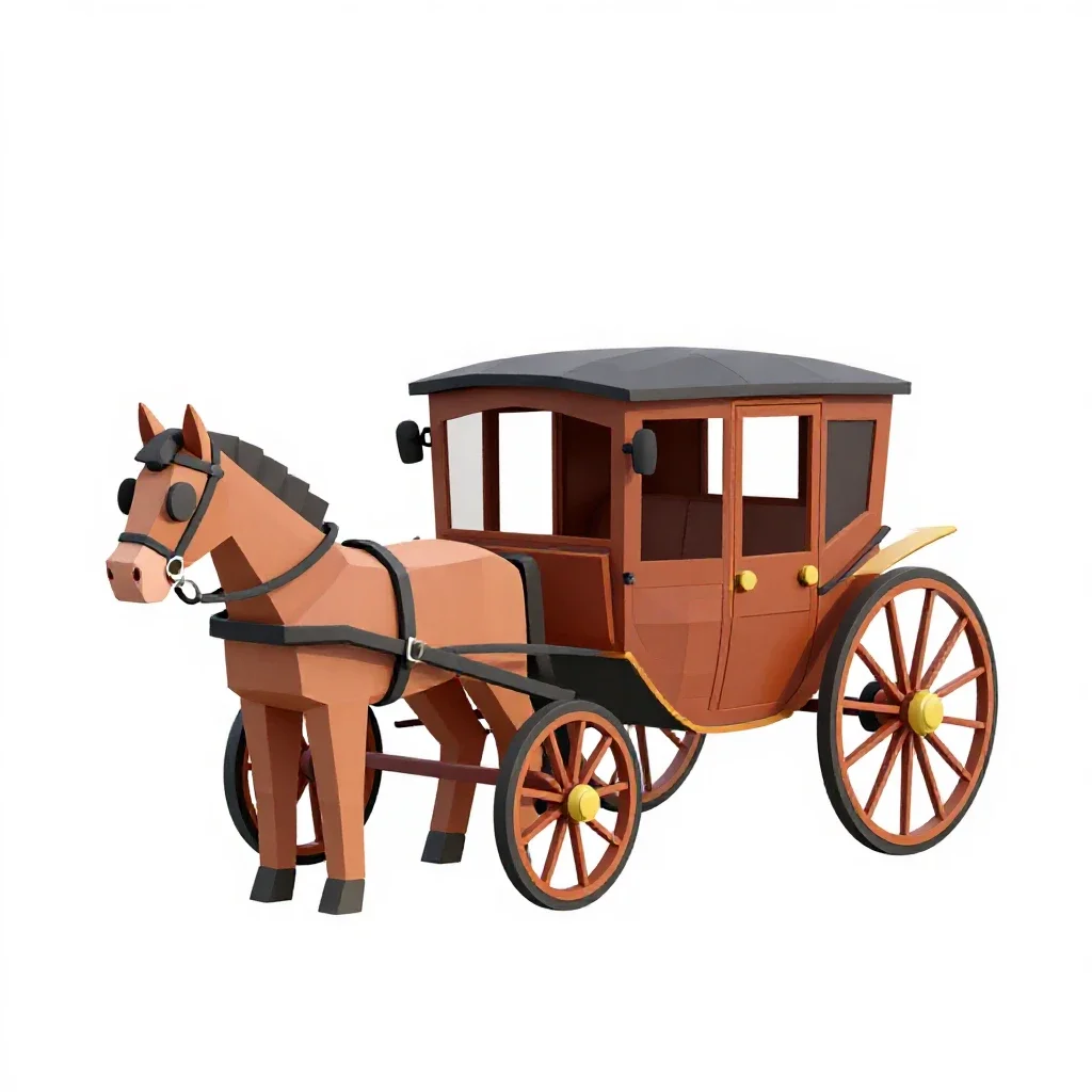 Horse-drawn carriage isolated on a white background