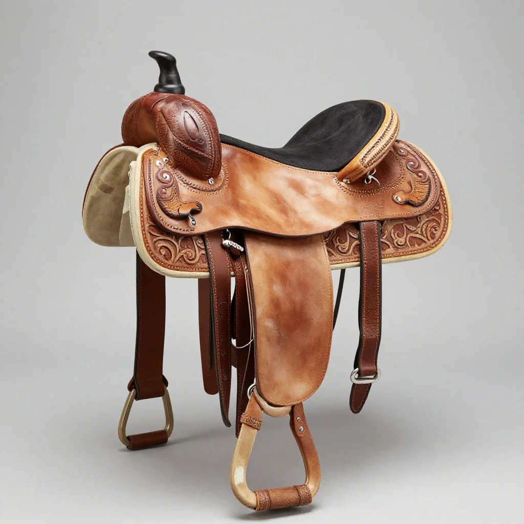 Stock saddle isolated on a white background