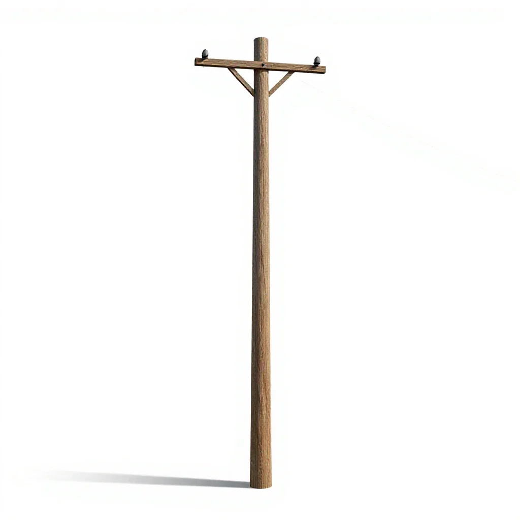 Telephone pole isolated on a white background
