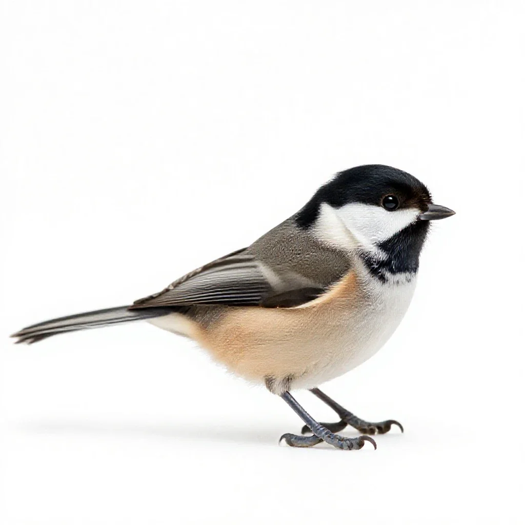 Black-capped chickadee isolated on a white background