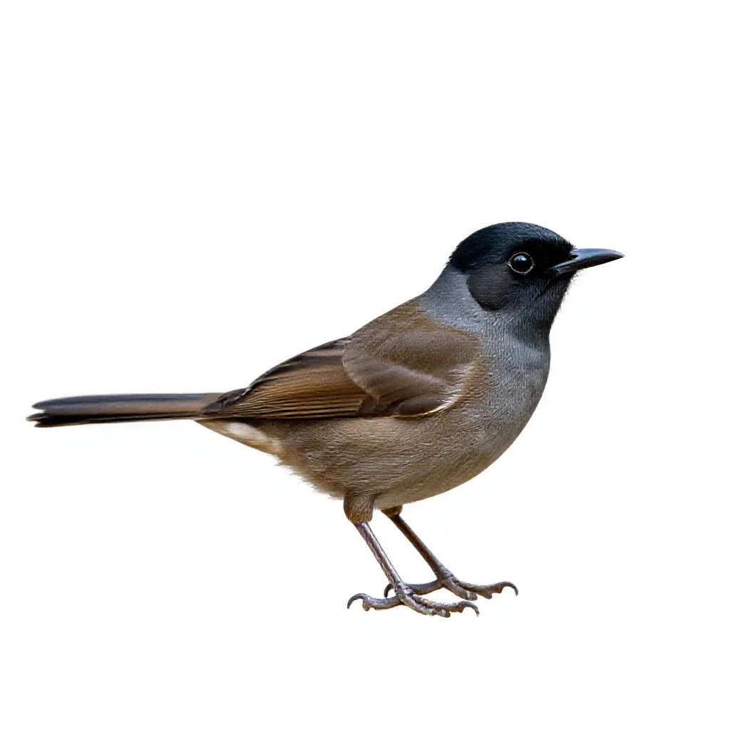 Black-fronted bush shrike isolated on a white background