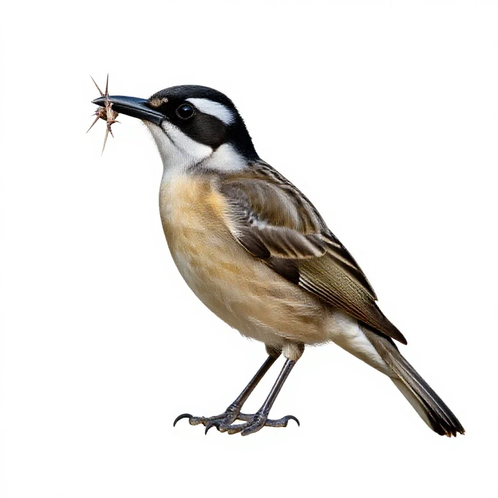 Butcherbird isolated on a white background