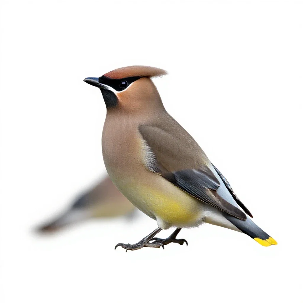 Cedar waxwing isolated on a white background