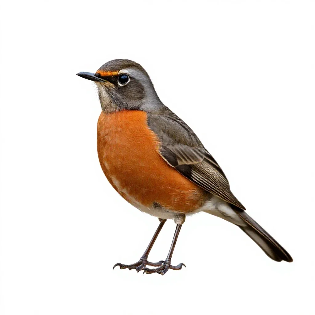Clay-colored robin isolated on a white background