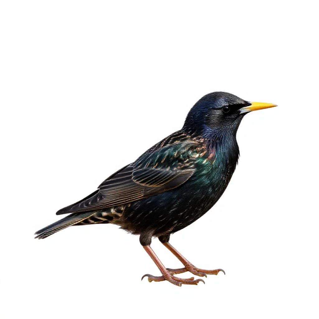 Common starling isolated on a white background