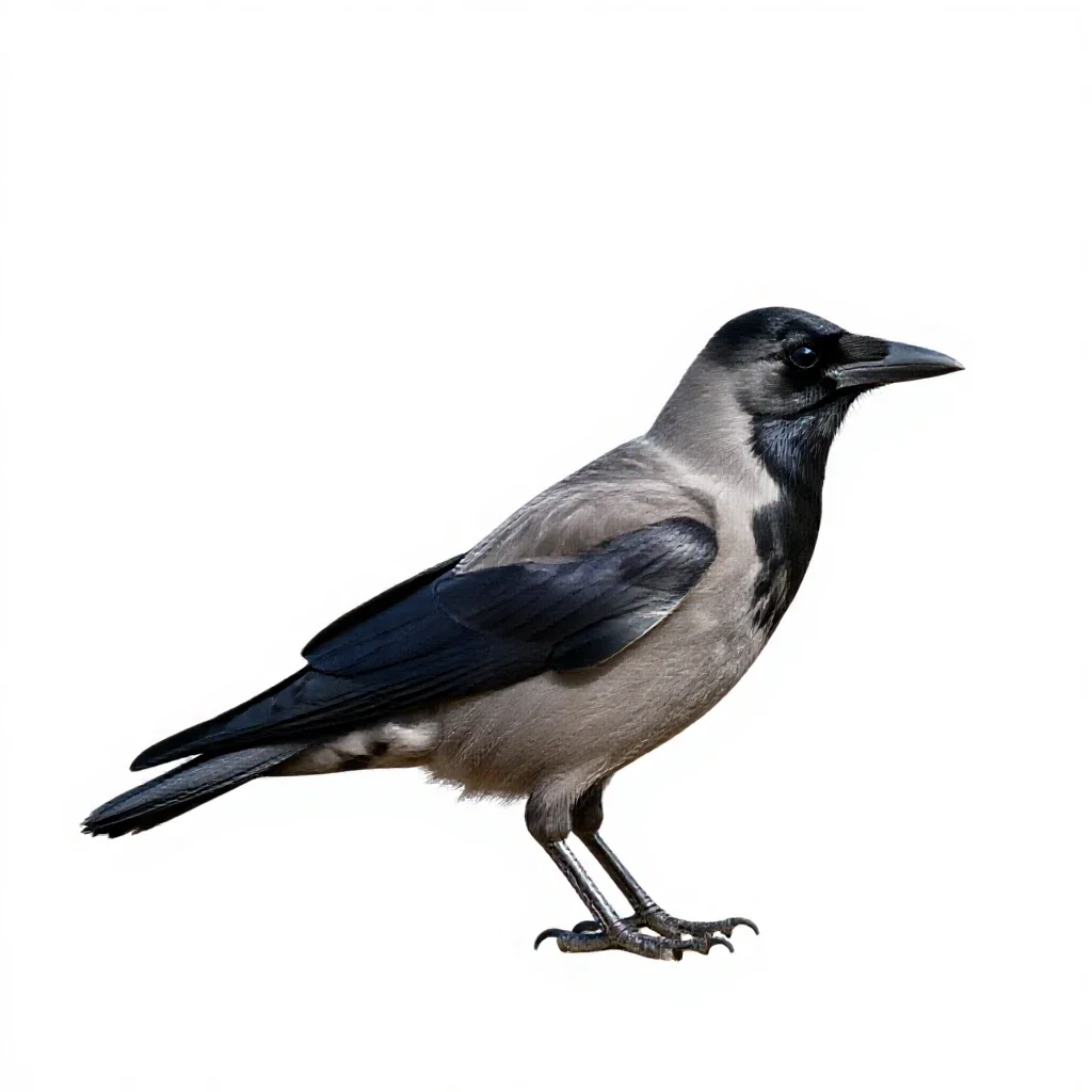 Corvine bird isolated on a white background