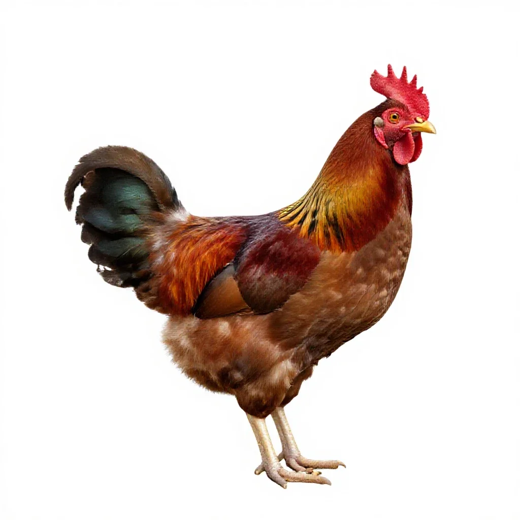 Domestic fowl isolated on a white background