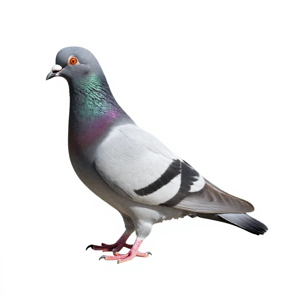 Domestic pigeon isolated on a white background